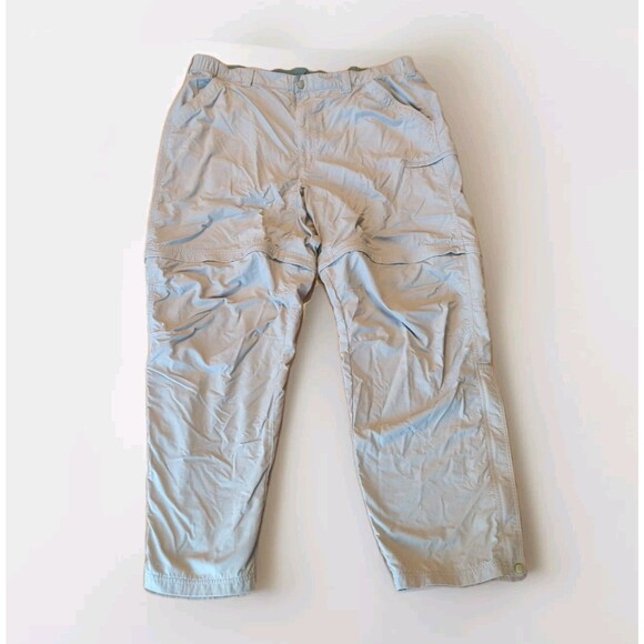 LL Bean Nylon Pants Mens XXL Tall Tan Convertible Outdoor Hiking Elastic - Picture 1 of 8